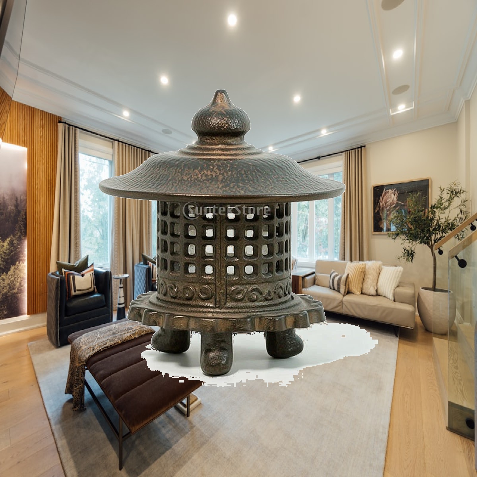 Candle Holder Decor - โคมไฟเหล็กหล่อแบบฉลุลาย สำหรับวางเทียน ตกแต่งมุมอ่านหนังสือแบบดั้งเดิม