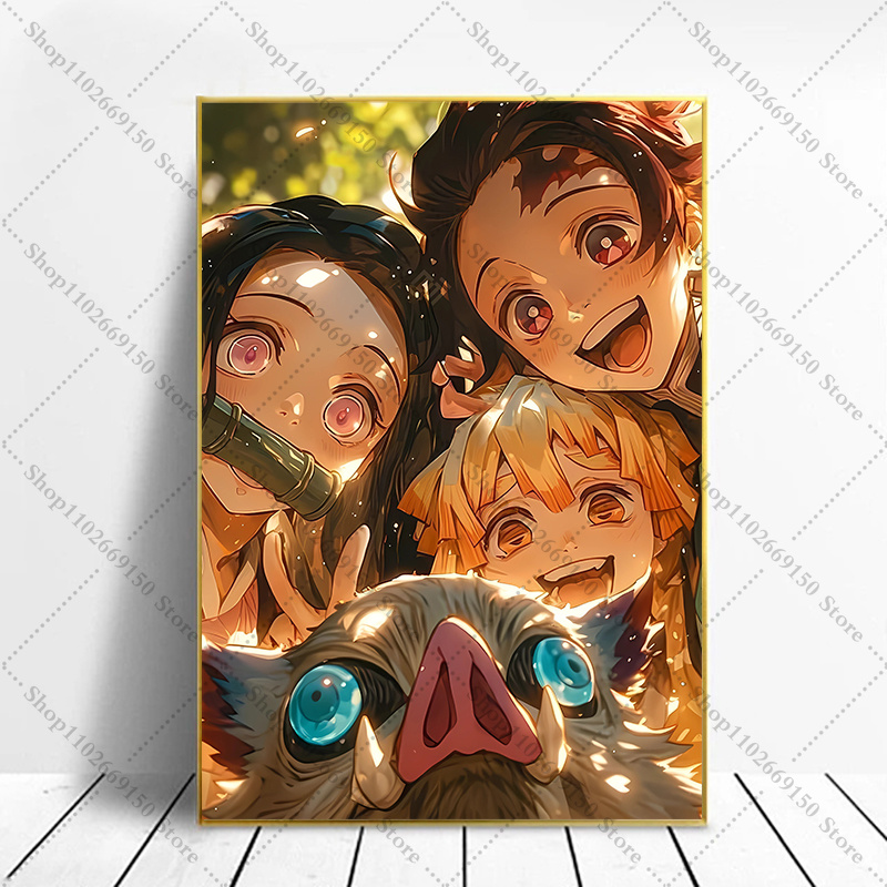 Picture Frame - ภาพแคนวาสตกแต่งบ้านลายอนิเมะ Demon Slayer ไม่มีกรอบ งานศิลปะติดผนัง ของตกแต่ง