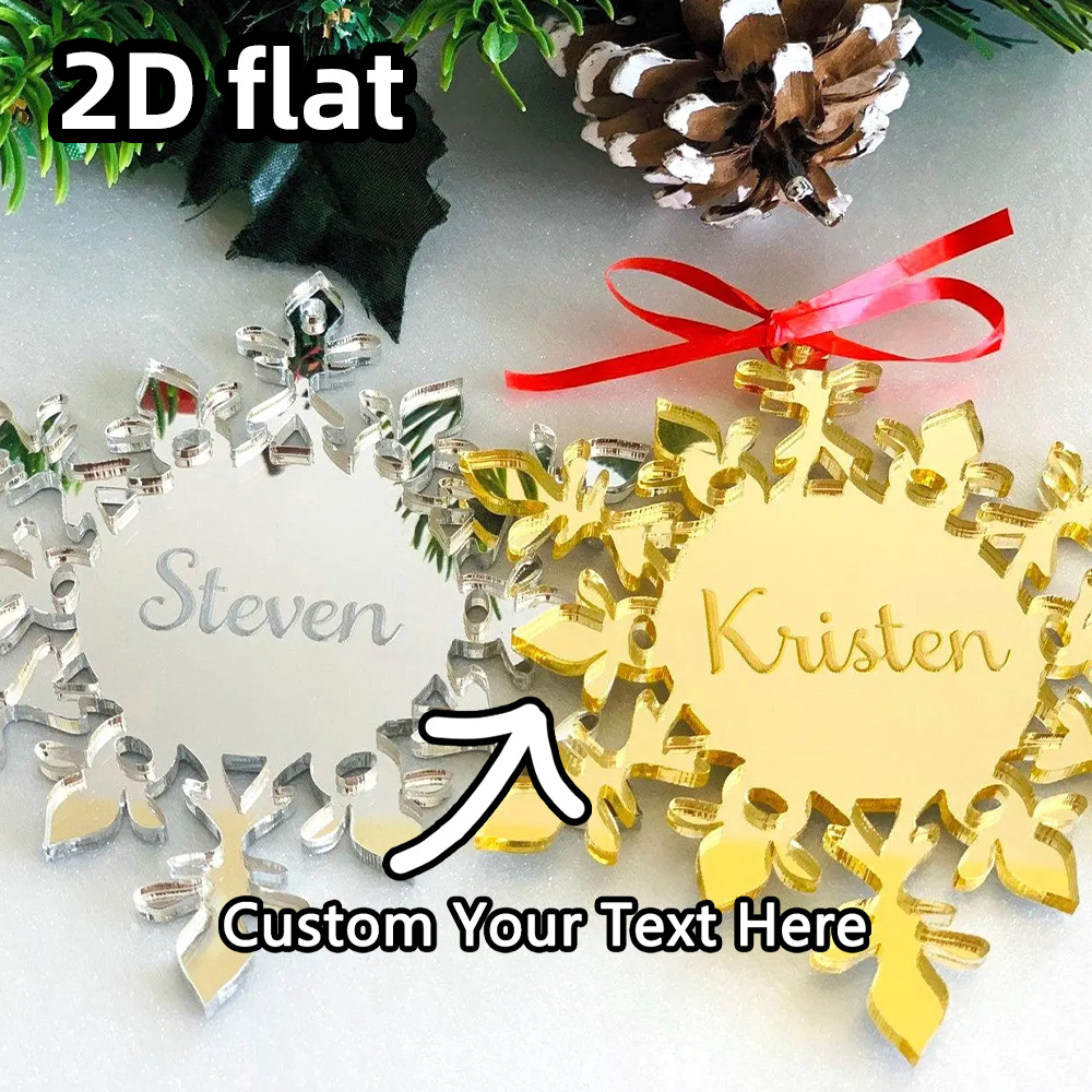 Decorative Mirror - เครื่องประดับอะคริลิกรูปเกล็ดหิมะแบบกำหนดเอง | ของตกแต่งรูปทรงคริสตัลกระจก | ป้ายชื่อสลักแบบส่วนตัว |