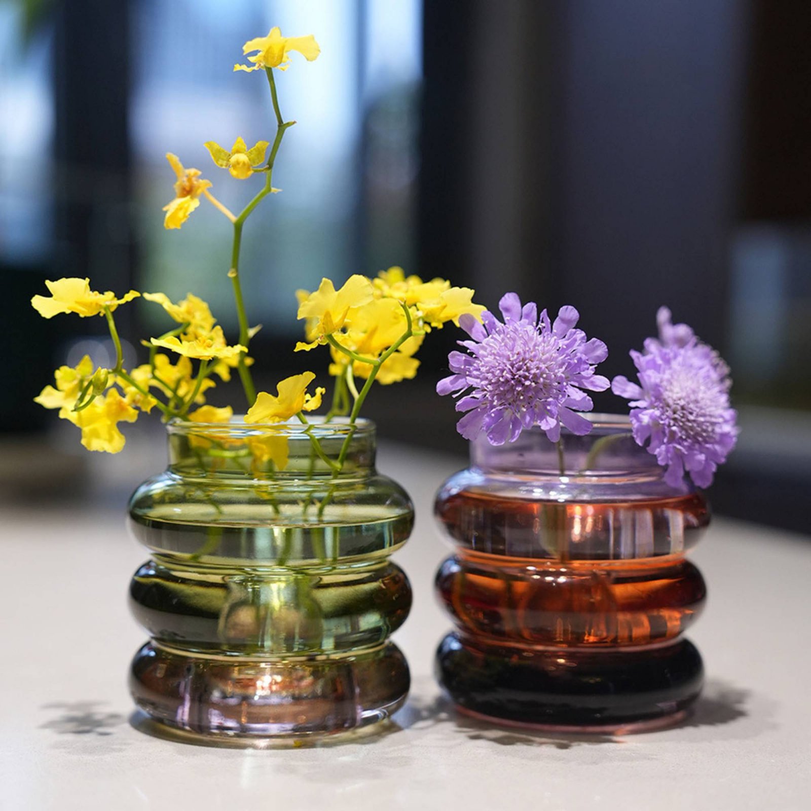 Candle Holder Decor - แจกันแก้วทรงกลมสำหรับใส่เทียนตกแต่ง ฐานแข็งแรง โปร่งใส เหมาะสำหรับวางบนโต๊ะ