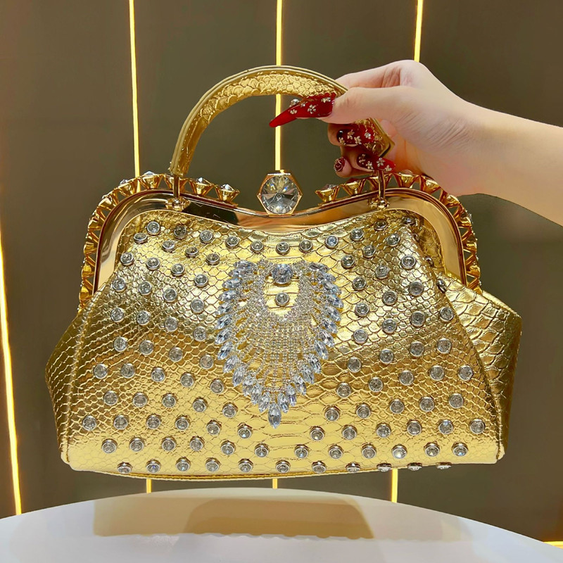 Interior Design High End - กระเป๋าถือหูหิ้วประดับคริสตัลขนาดใหญ่สุดหรู ปี 2025 แฟชั่นใหม่ กระเป๋าออกงานหรูหรา ดีไซน์กรอบ