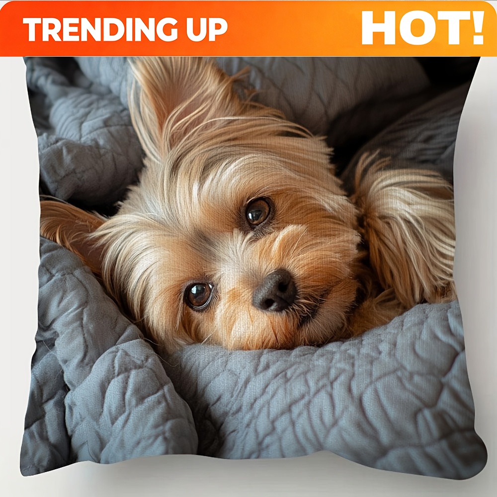 Throw Pillow - ปลอกหมอนอิงพิมพ์ลาย Yorkshire Terrier แบบกำหนดเอง 1 ชิ้น