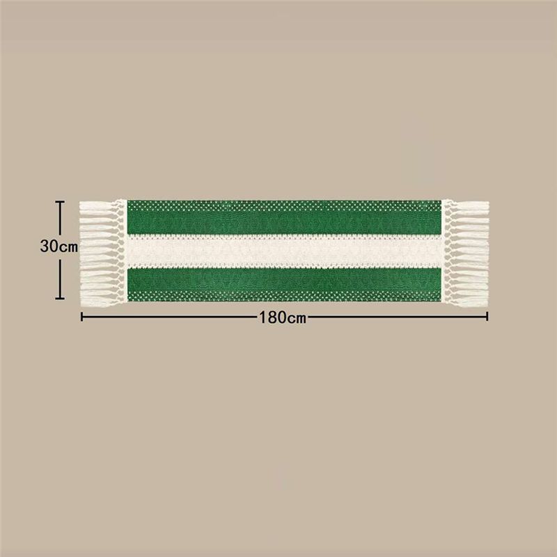 Table Runner - ผ้าปูโต๊ะสไตล์โบโฮฟาร์มเฮาส์ DT15 ขนาด 30x180 ซม. ผ้าฝ้ายลินินพร้อมชายผ้าสำหรับตกแต่งห้องรับประทานอาหารและห้องครัว