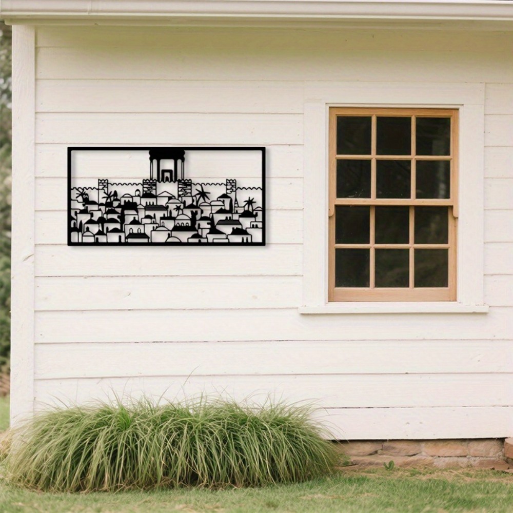 Wall Art - CIFBUY งานศิลปะติดผนังโลหะ รูปปั้นเยรูซาเล็ม ตกแต่งบ้านสไตล์วัฒนธรรมยิว งานฝีมือเหล็กกันสนิม ของตกแต่งแขวนผนัง