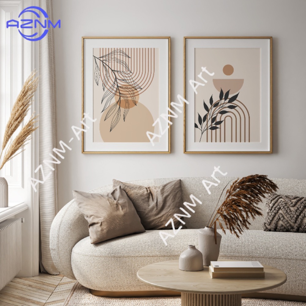 Abstract Canvas Set - ชุดภาพศิลปะติดผนังลายพฤกษศาสตร์สีเขียว 1/2 ชิ้น (ชุด 2 ชิ้น)
