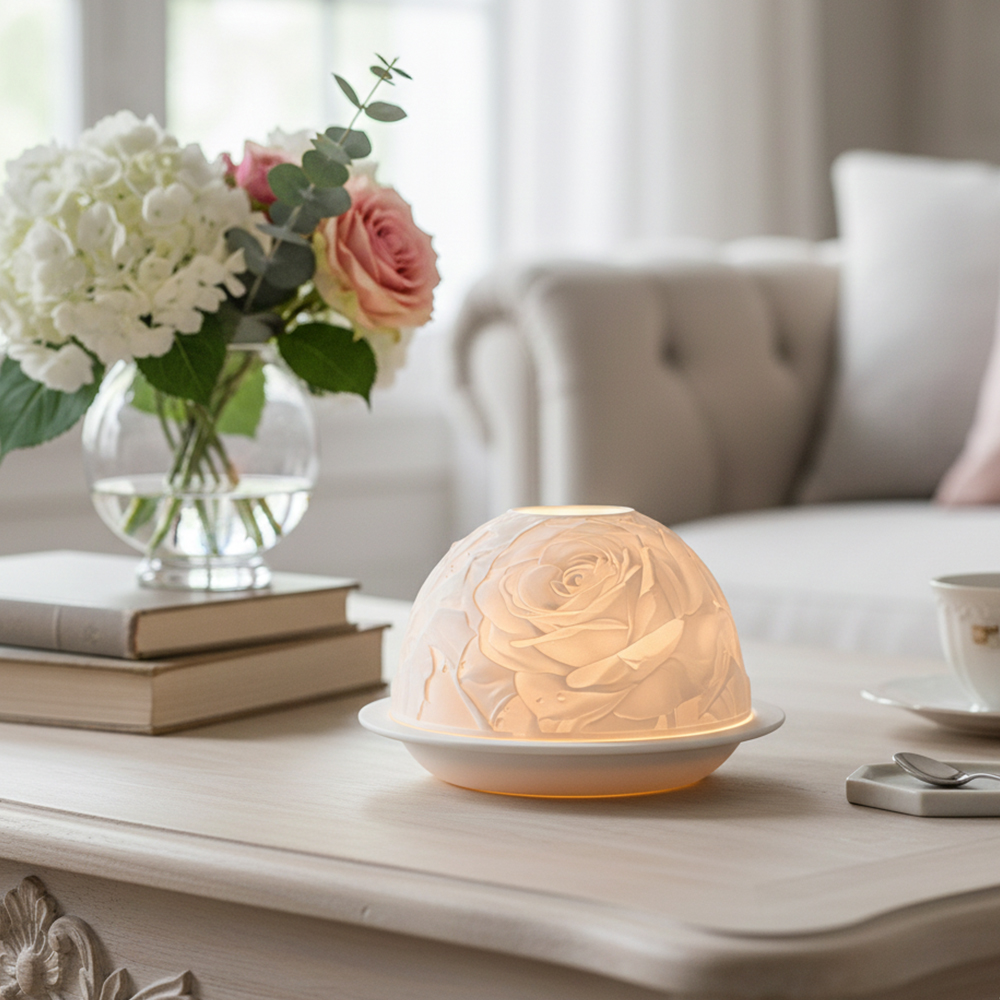 เชิงเทียนพอร์ซเลนลายกุหลาบสุดห - Candle Holder Decor บทวิจารณ์และราคา