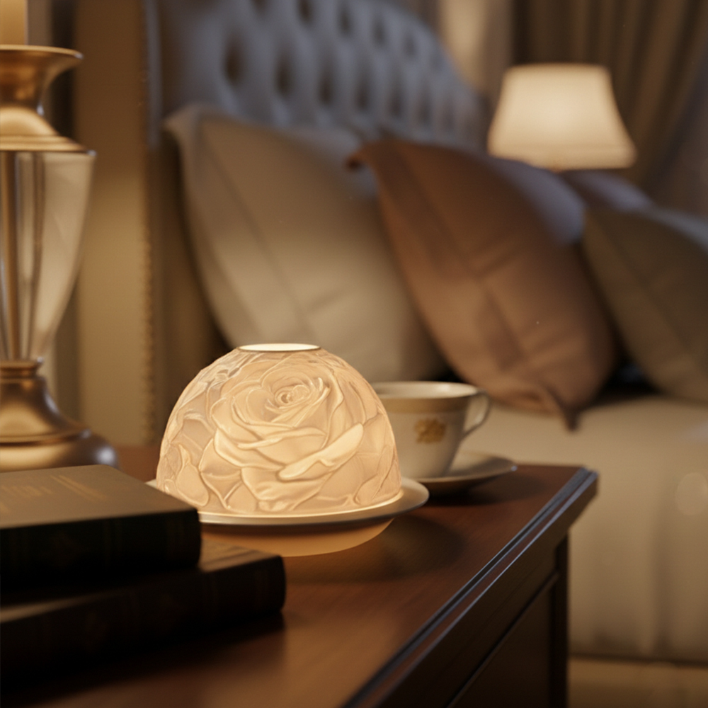 เชิงเทียนพอร์ซเลนลายกุหลาบสุดห - Candle Holder Decor บทวิจารณ์และราคา