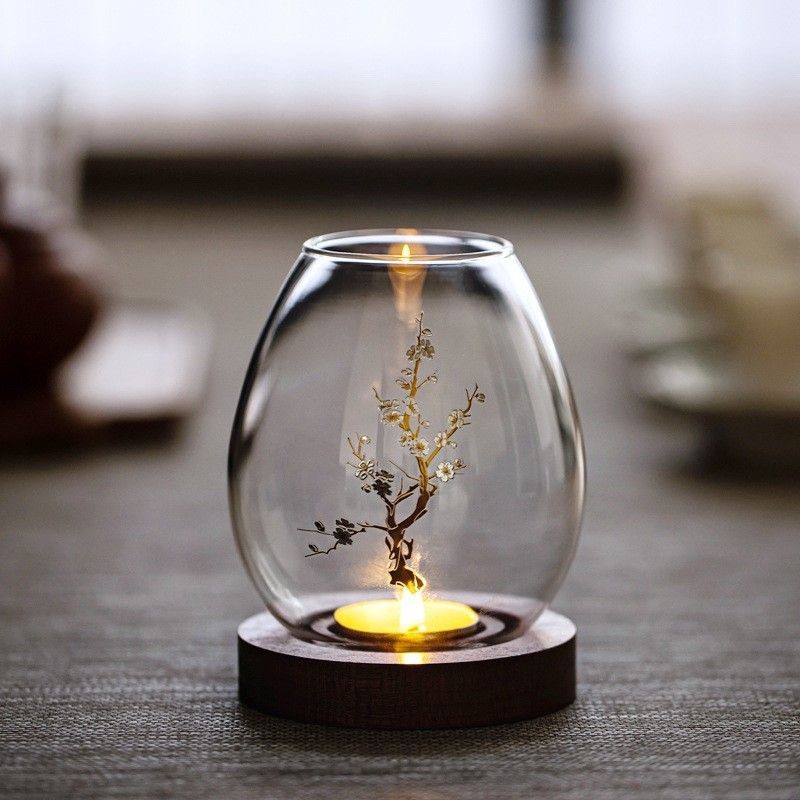 สไตล์จีนแก้วใสเชิงเทียนโคมไฟโร - Candle Holder Decor บทวิจารณ์และราคา