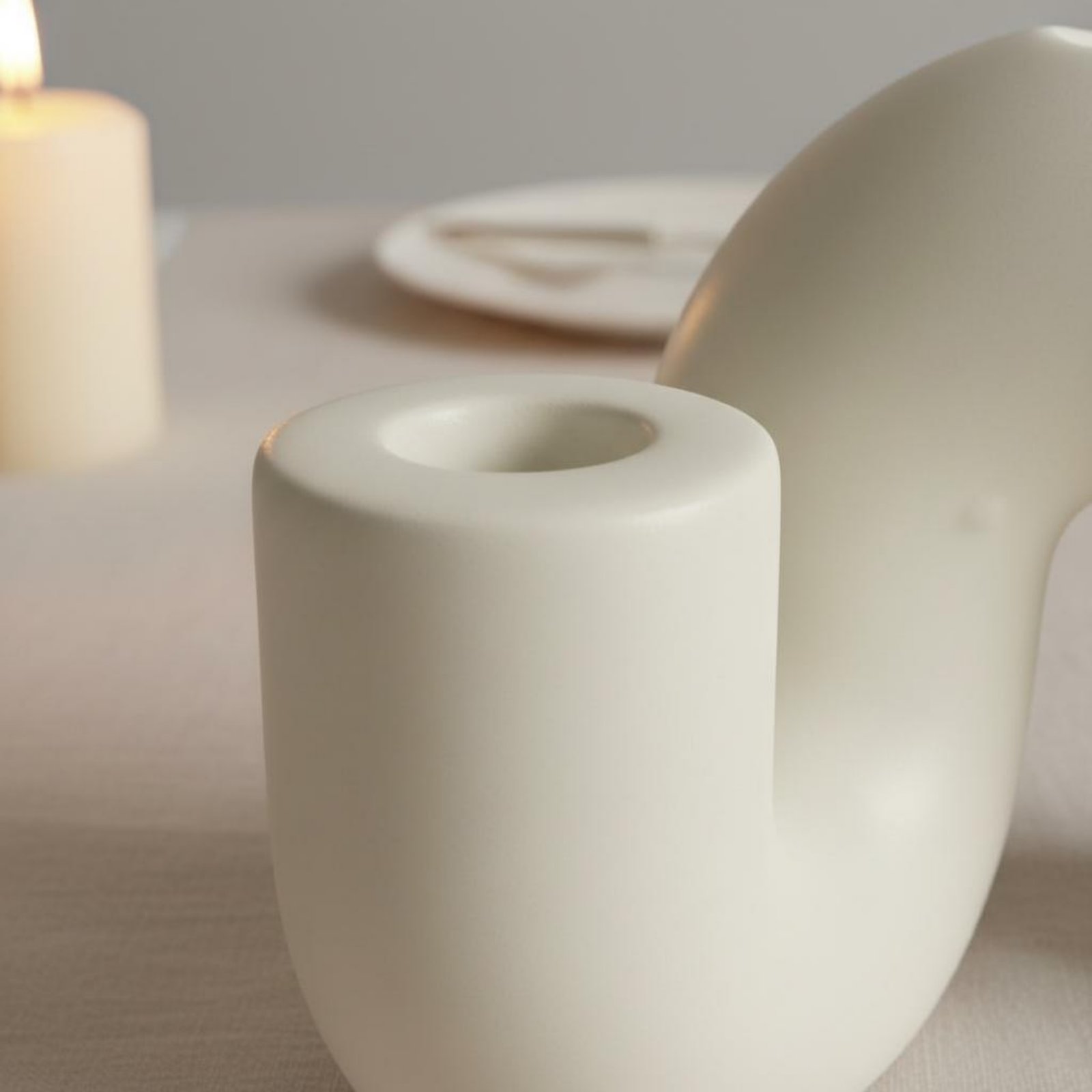 ที่วางเทียนเซรามิคทรงโค้ง ดีไซ - Candle Holder Decor บทวิจารณ์และราคา