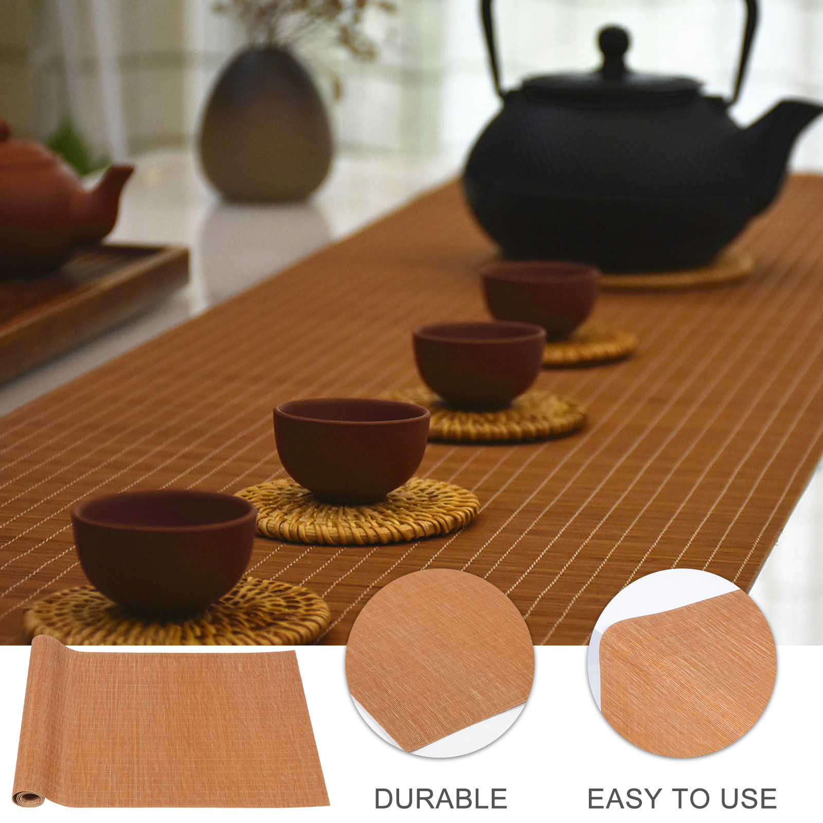 แผ่นรองชาไม้ไผ่ทำมือ แผ่นรองโต - Table Runner บทวิจารณ์และราคา