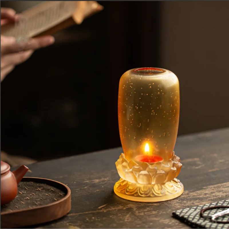 เชิงเทียนแก้วลายดอกบัวโบราณ ขอ - Candle Holder Decor บทวิจารณ์และราคา