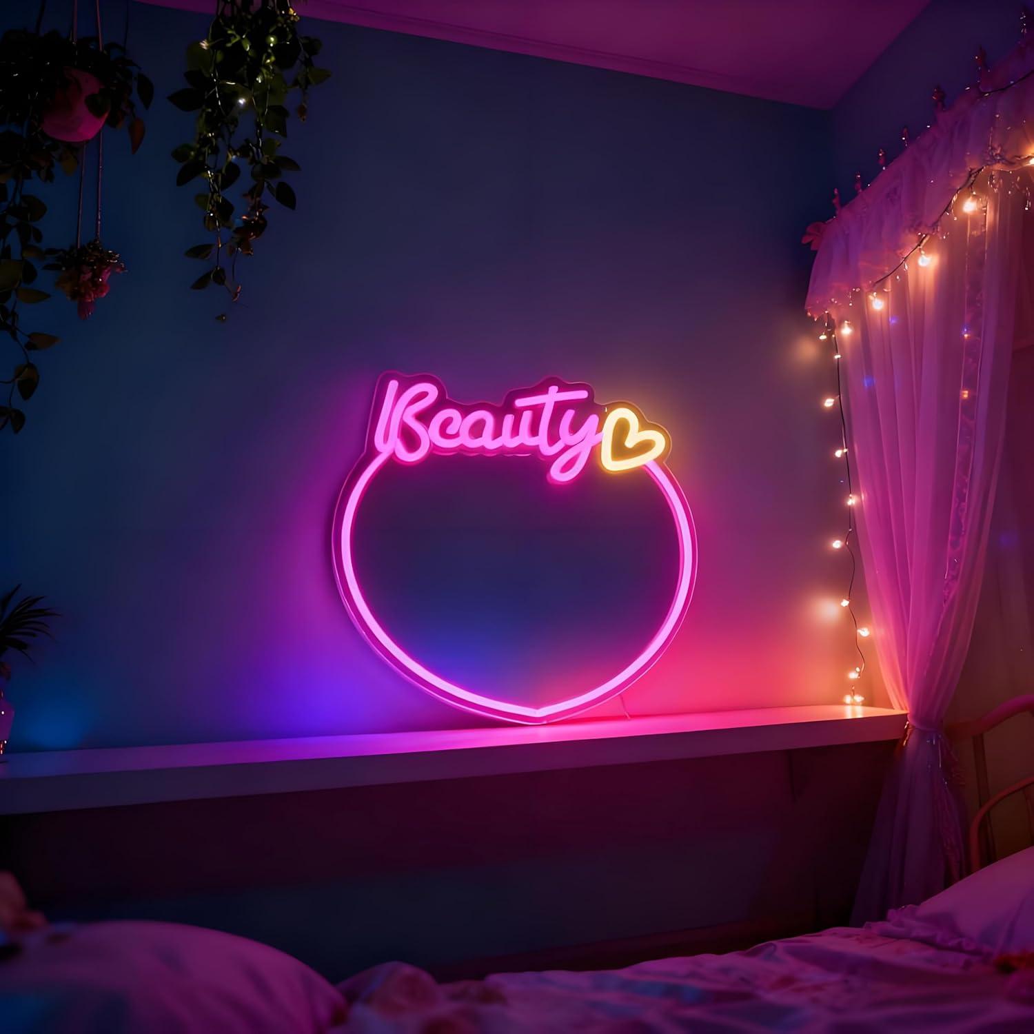 ป้ายไฟนีออนรูปกระจกแต่งหน้า ไฟ - Decorative Mirror บทวิจารณ์และราคา