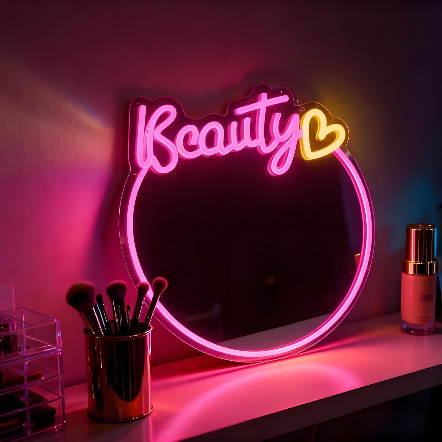 ป้ายไฟนีออนรูปกระจกแต่งหน้า ไฟ - Decorative Mirror บทวิจารณ์และราคา